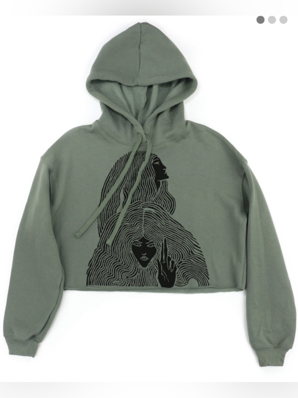 Supermaggie Maggy Olive Green Witches Print Crop Hoodie